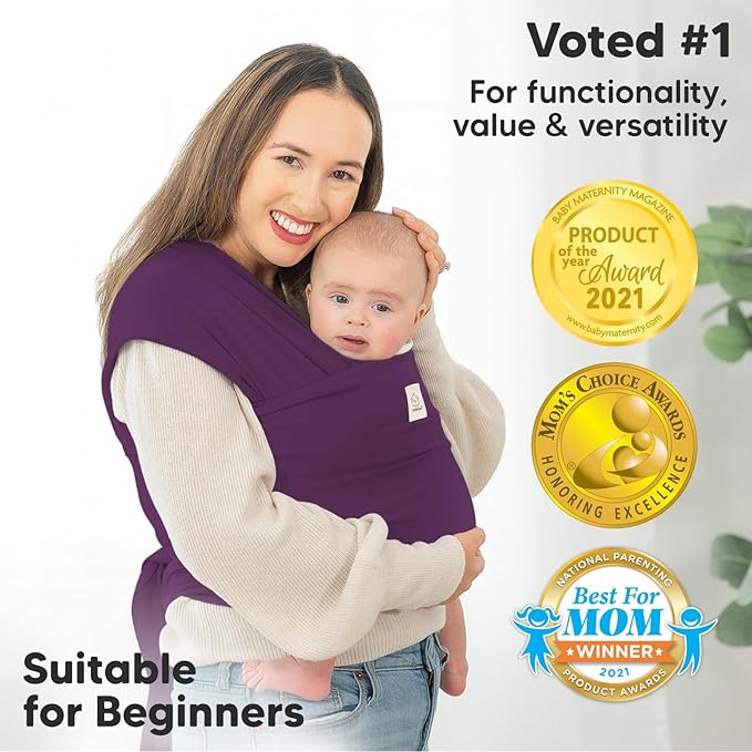 KeaBabies Baby Wrap Carrier - All in 1 Original Baby Carrier Newborn to Toddler Sling, Easy to Wear, Hands Free Bonding, Lightweight, Breathable Infant Wraps (Royal Purple)-BubblyBeeBaby