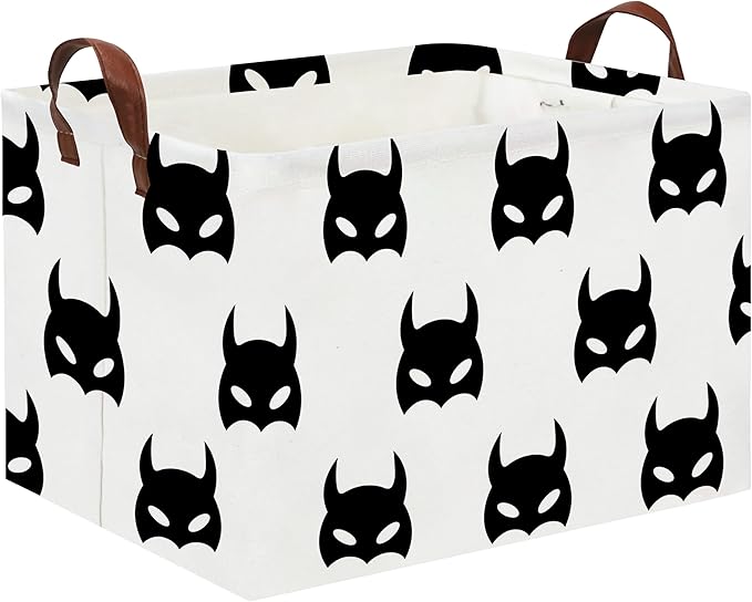 HIYAGON Batman Basket Kids Storage Basket Cute Basket Empty Toy Storage Bin Organizer Box Rectangular Room Decor for Home Books(Black bats)-BubblyBeeBaby