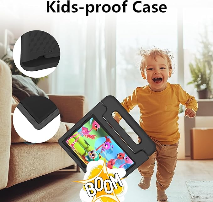 JREN Tablet for Kids｜10 Inch Kids Tablet Android 14｜Octa-core｜64GB｜WiFi ｜Bluetooth｜Parental Control｜Children Content｜Children Toddler Black-BubblyBeeBaby