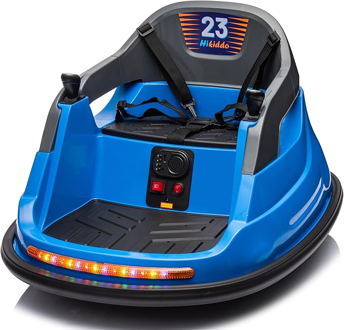 12V Kids Electric Bumper Car, Baby Bumper Car for Toddlers w/Remote Control, 360° Spinning - Blue-BubblyBeeBaby