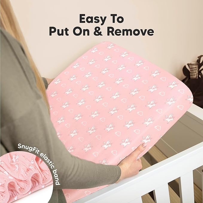 KeaBabies 2-Pack Organic Crib Sheets for Boys, Girls - 52x28 Fitted Crib Mattress Sheet Neutral, Breathable Jersey Cotton Cover for Baby Bed, Toddler Mattress, Soft & Cute Prints (Dreamland)-BubblyBeeBaby