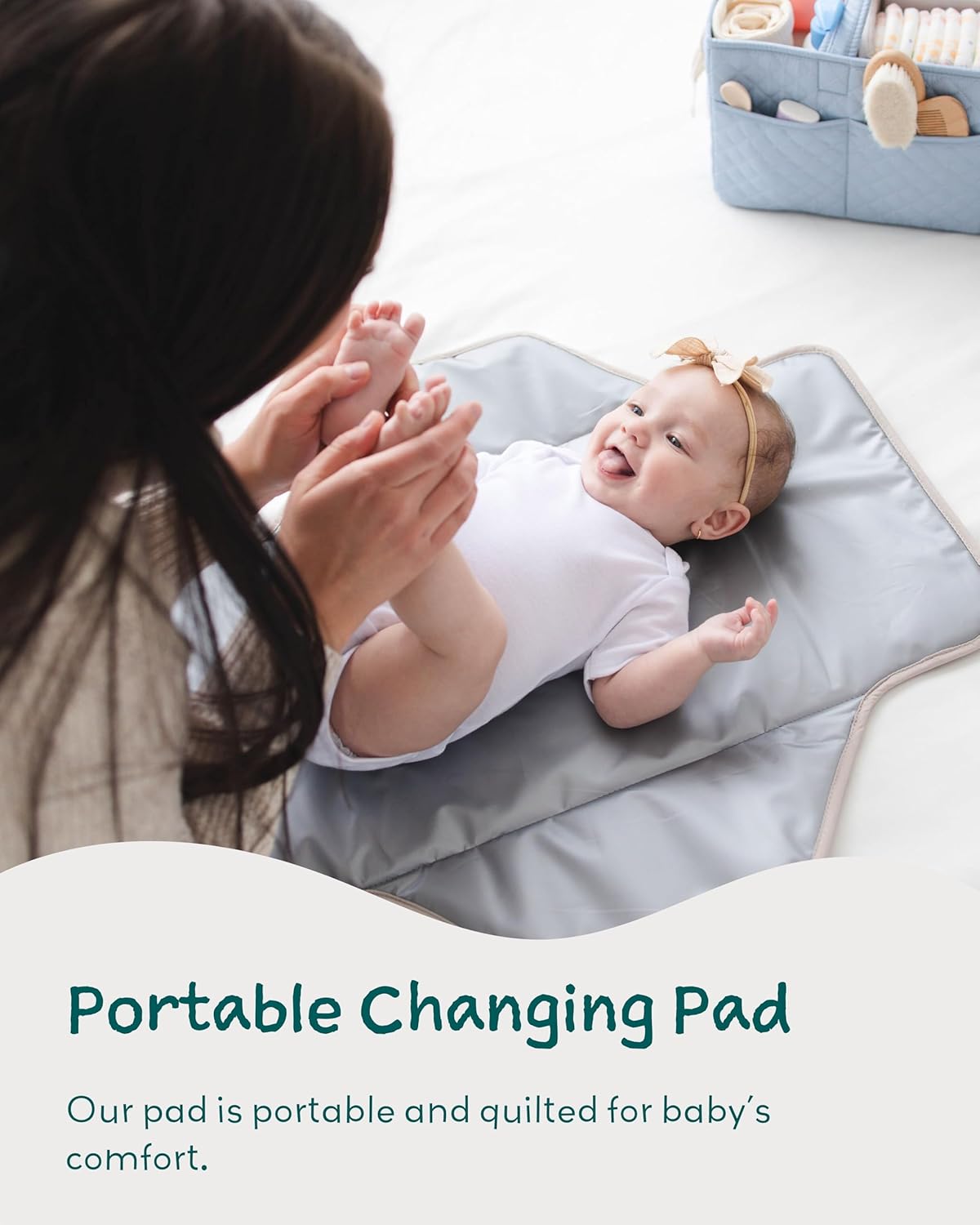 Lily Miles Baby Changing Pad Portable, Diaper Changing Mat with Magnetic Latches, Travel Pad for Diaper Bag, Baby Essentials, Wipeable & Waterproof Mat (Willow Green, Large)