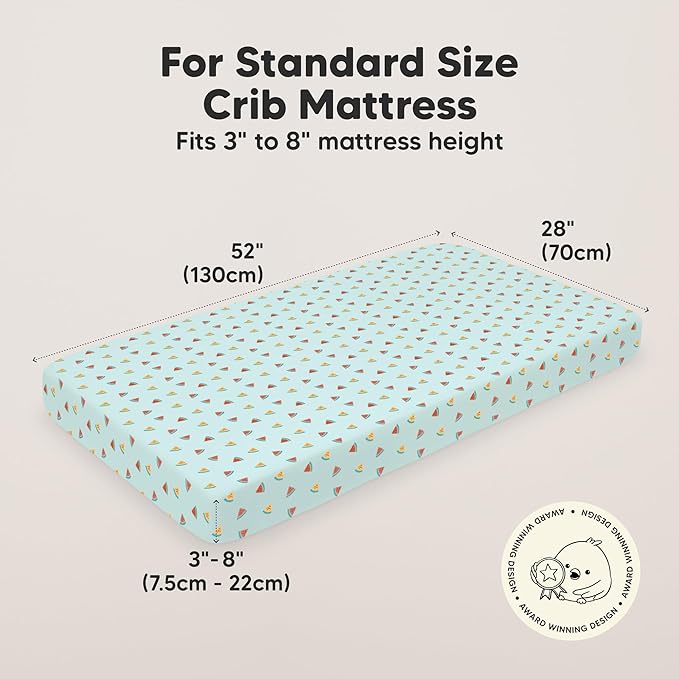 KeaBabies 2-Pack Organic Crib Sheets for Boys, Girls - 52x28 Fitted Crib Mattress Sheet Neutral, Breathable Jersey Cotton Cover for Baby Bed, Toddler Mattress, Soft & Cute Prints (Beach Day)-BubblyBeeBaby