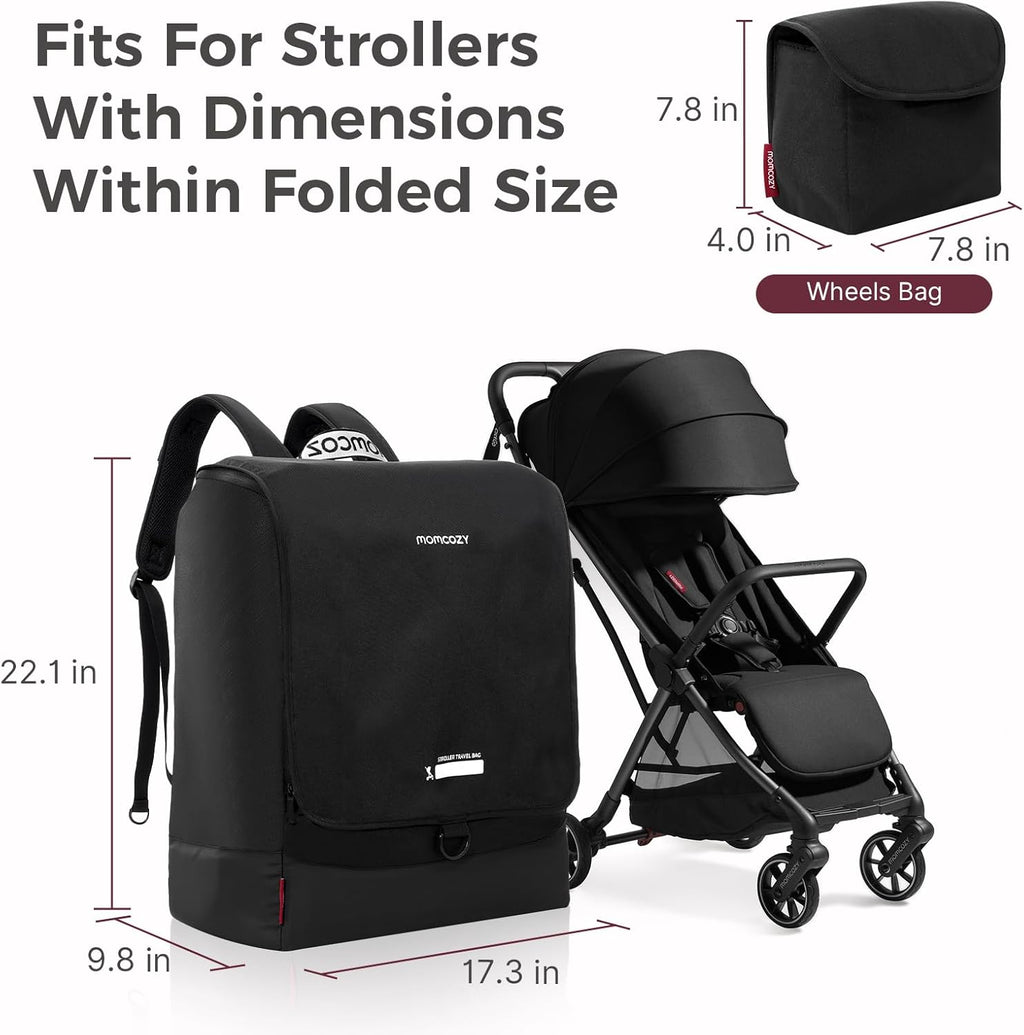 Momcozy Stroller Travel Bag for Airplane | Suit ClickGo Stroller | Compatible with Strollers Folded Dimensions of 22.1 X 17.3 X 9.8 Inch | Fit Most Major Brand | Hand-held ＆ Back-carrying
