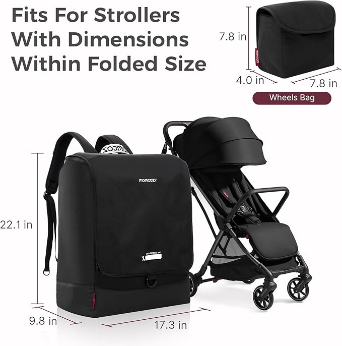 Momcozy Stroller Travel Bag for Airplane | Suit ClickGo Stroller | Compatible with Strollers Folded Dimensions of 22.1 X 17.3 X 9.8 Inch | Fit Most Major Brand | Hand-held ＆ Back-carrying-BubblyBeeBaby