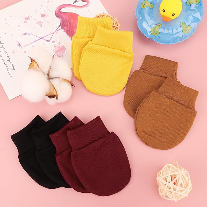 BQUBO Newborn Infant Toddler Mittens No Scratch Cotton Elastic Wrist Gloves Hypoallergenic for 0-6 Months Baby Boys Girls-BubblyBeeBaby