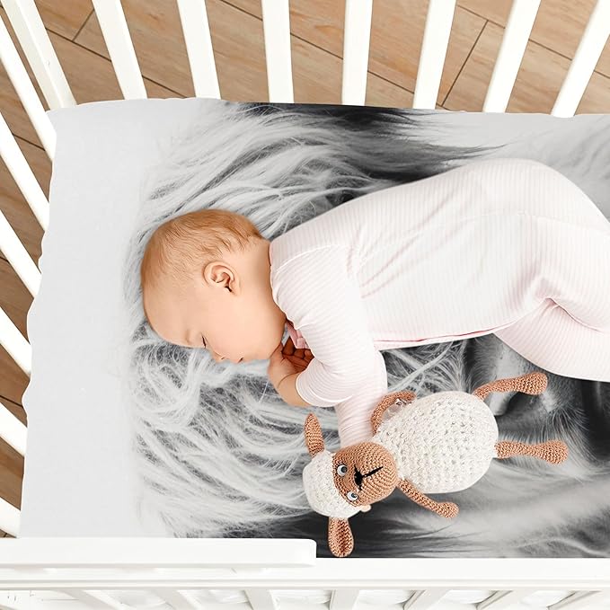 Highland Cow Crib Sheets for Boys and Girls, Fitted Baby Crib Sheets Soft and Breathable Mini Crib Sheets 39 X 27 Inches-BubblyBeeBaby