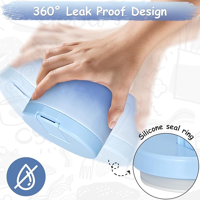 12oz Insulated Vacuum Food Jar with Buckle Lid Wide Mouth Soup Thermo for Hot Food Kids Leakproof Stainless Steel Lunch Container (Gradient Blue, 12OZ)-BubblyBeeBaby