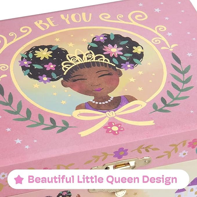 Jewelkeeper Jewelry Box for Girls - 2-Drawer Music Box with Little Queen Ballerina Dancing to Swan Lake, Cute Pink Design, Keepsake Storage for Treasured Accessories - 6.75 x 5.25 x 6 inches-BubblyBeeBaby