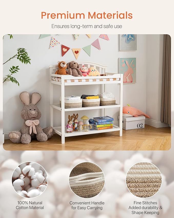 KALLAX Small Woven Basket, 12 x 8 x 4.5 Inches, Storage Basket for Organizing, Cute Small Rope Shelf Closet Cube Storage Bins Baskets for Shelves, Dog Toy Gift Baskets Empty, 3 Pack Gradient Brown-BubblyBeeBaby