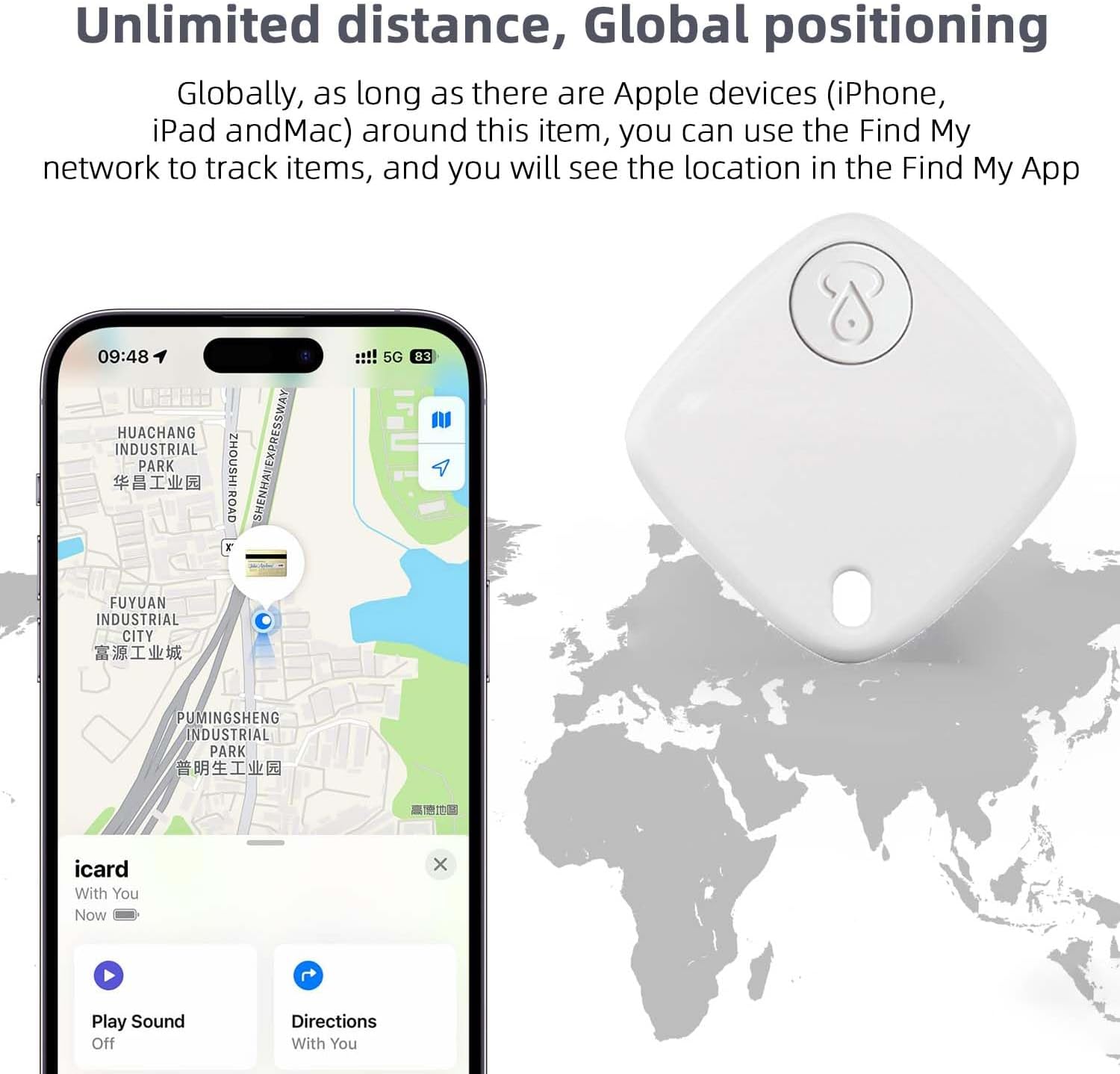 Bluetooth Tracker Keys Finder and Item Locator (iOS Only); Up to 200 ft Find Nearby, Phone Finder, Replaceable Battery, Suitable to Track Keys/Backpacks/Luggage/Suitcases. 1-Pack
