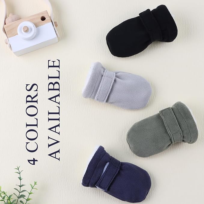 Zsedrut No Scratch Baby Mittens Toddler Infant Fleece Lined Gloves Winter Warm Mitten for Baby Boys Girls-BubblyBeeBaby