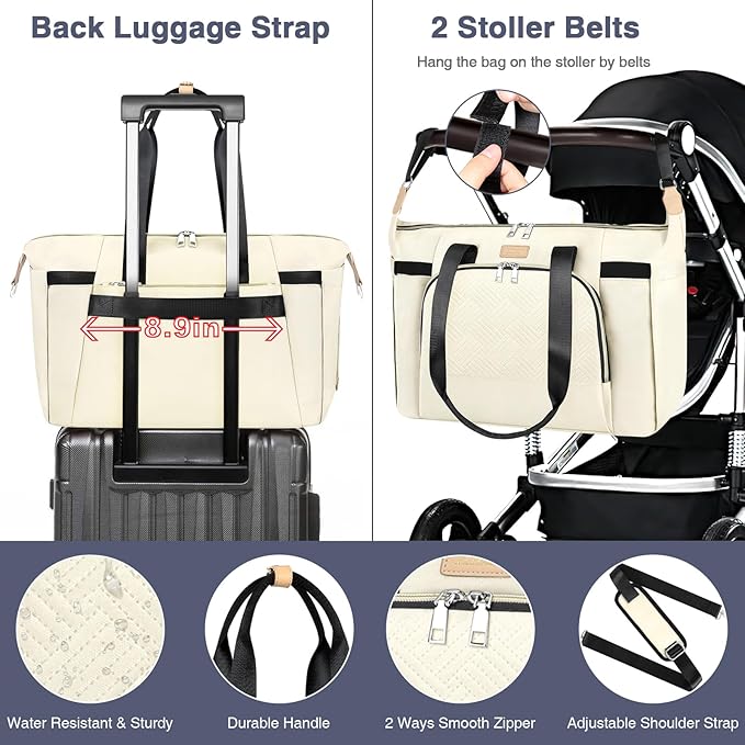 ITIEZY Diaper Bag Tote for Baby - Large Mommy Bag with Portable Changing Pad Pacifier Case, Hospital Bags Travel Baby Bag-BubblyBeeBaby