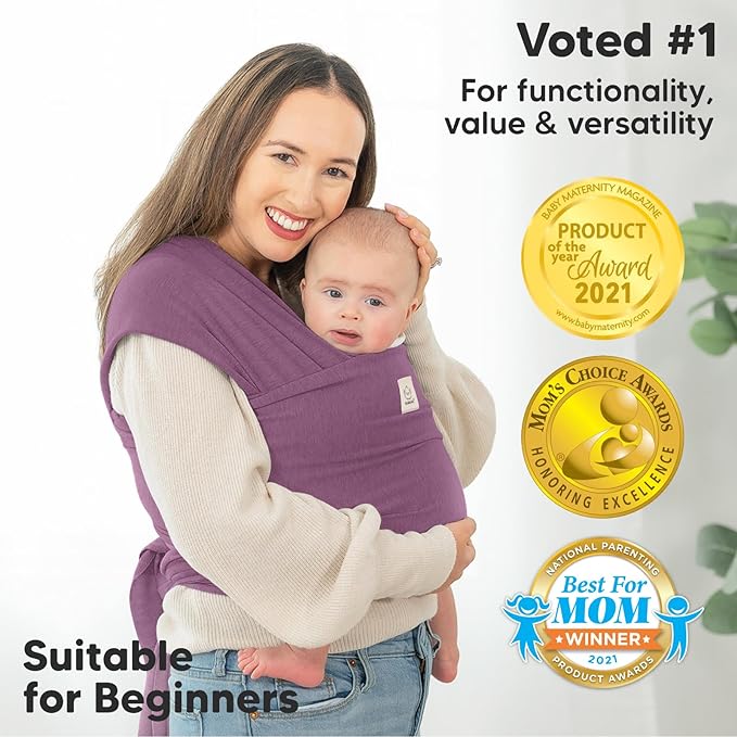 KeaBabies Baby Wrap Carrier - All in 1 Original Baby Carrier Newborn to Toddler Sling, Easy to Wear, Hands Free Bonding, Lightweight, Breathable Infant Wraps (Dark Mauve)-BubblyBeeBaby