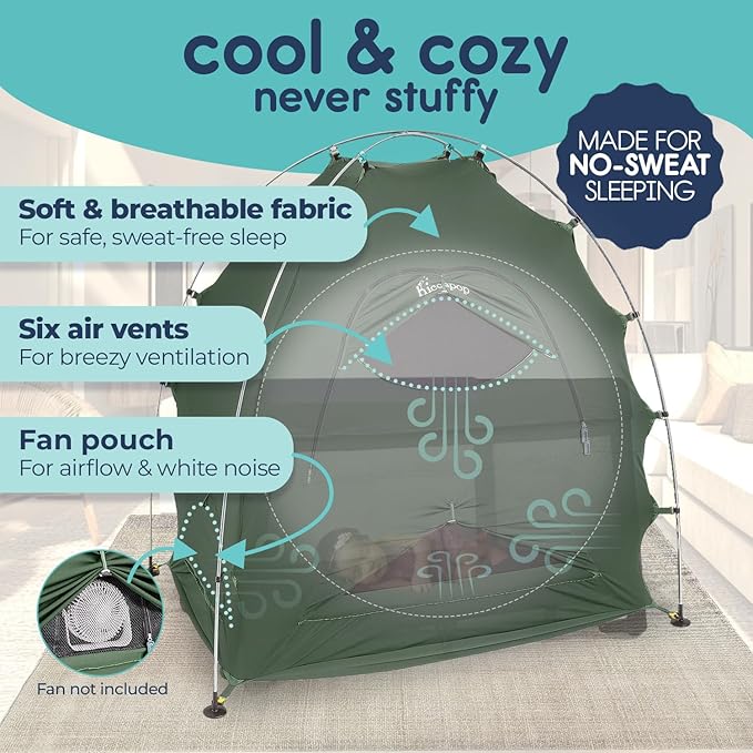 Hiccapop Daydreamer Blackout Tent for Pack and Play, Patented Portable Crib Tent, Blackout Canopy Crib Cover, Sleep Pod for Kids-BubblyBeeBaby