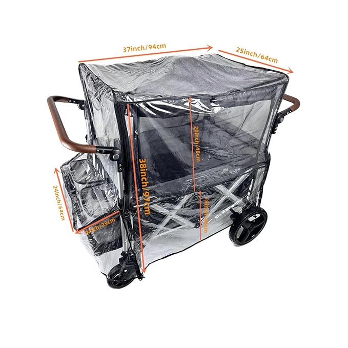 Big Size Rain Cover for Stroller, Mosquito Net for Trolley Cart, 2in1 Big Cover with Window for Picnic Camping Wagon Stroller Waterproof Windproof Accessories (Cart Not Included)-BubblyBeeBaby