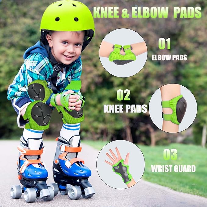 Kids Bike Helmet Set Adjustable Helmet for Ages 3-15 Kids Toddler Boys Girls Youth, Multi-Sport Bicycle Skateboarding Football Rollerskating Scooter Rollerblade Balance Bike Helmets-BubblyBeeBaby
