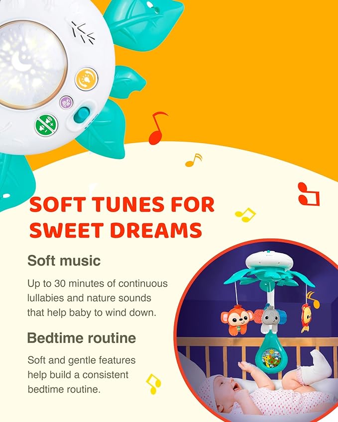 KiddoLab Baby Crib Mobile with Relaxing Music. Includes Ceiling Light Projector with Stars, Animals. Musical Crib Mobile with Timer. Nursery Toys for Babies Ages 0 and Older (New 2025 Model)-BubblyBeeBaby
