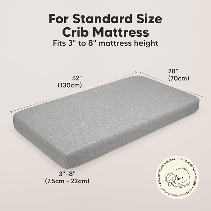 KeaBabies 2-Pack Organic Crib Sheets for Boys, Girls - 52x28 Fitted Crib Mattress Sheet Neutral, Breathable Jersey Cotton Cover for Baby Bed, Toddler Mattress, Soft & Cute Prints (Storm)-BubblyBeeBaby