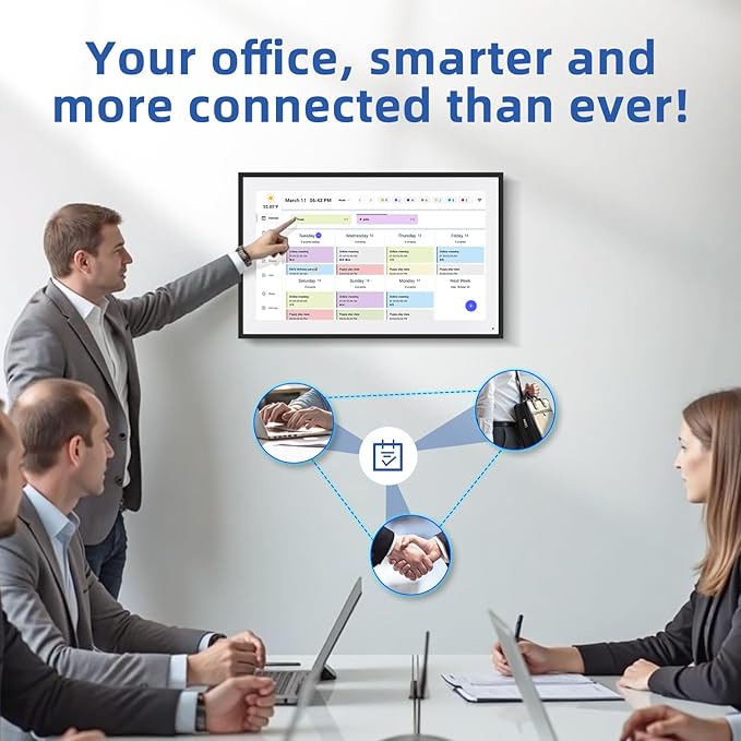 21.5 Inch Digital Calendar, Electronic Chore Chart, Smart Weekly and Monthly Planner 1920 * 1080P IPS Touchscreen Wall and Desk Calendar for Family Schedules, Black-BubblyBeeBaby