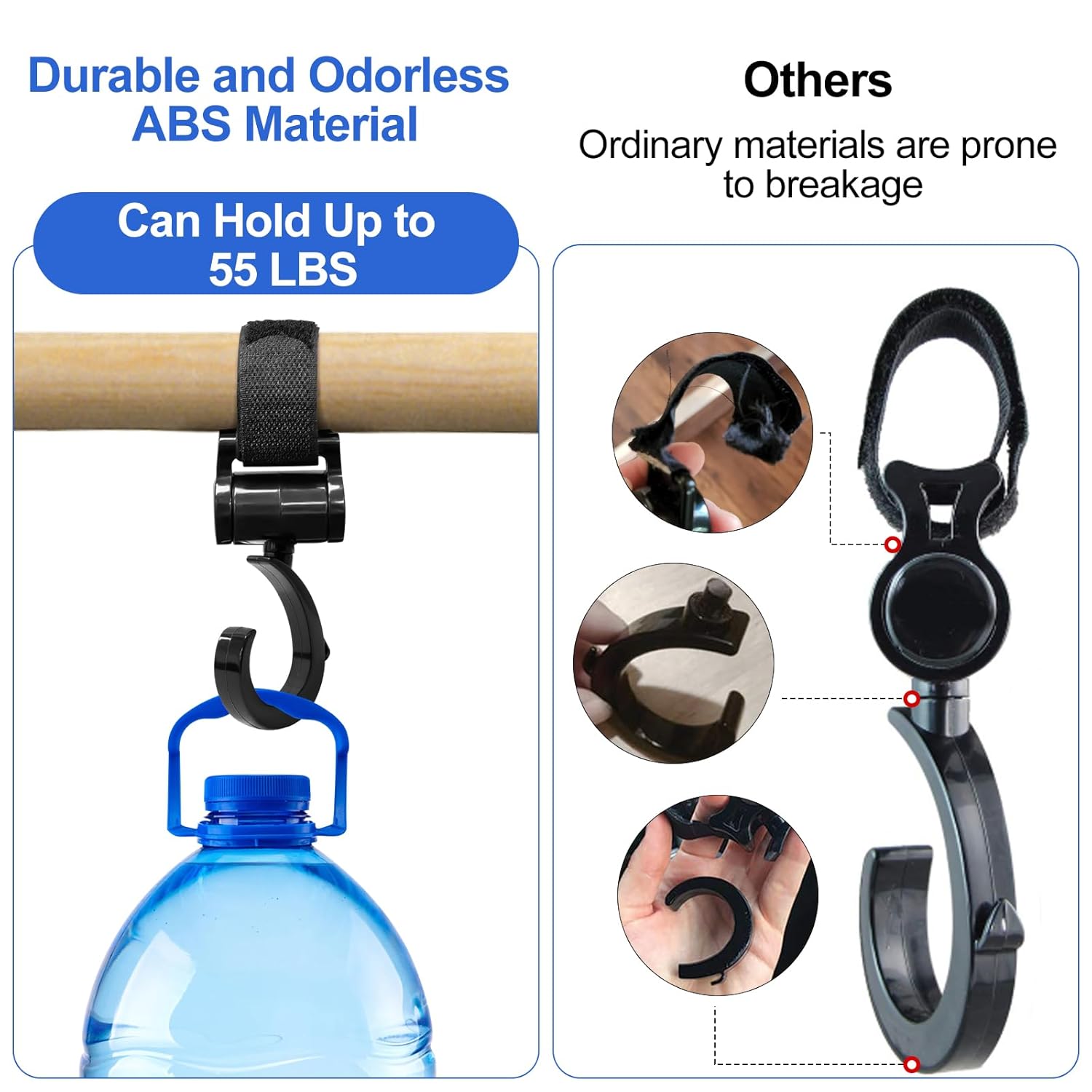 Versatile Stroller Hooks for Hanging Bags - Stroller Hooks Clips for Hanging Diaper Bags, Purses, Groceries, and More with Ease While Traveling (2 Pcs)