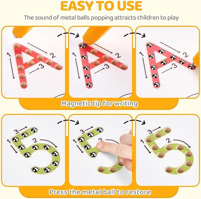 GAMENOTE Double Sided Magnetic Letter & Number Board Set - Alphabet & Numbers Tracing Board for Toddlers, ABC Uppercase & Lowercase Practicing, Math Learning, Educational Toys for Kids-BubblyBeeBaby