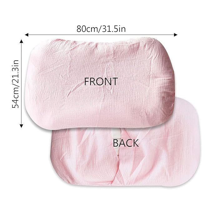 Hooyax Muslin Baby Lounger Cover Soft Organic Cotton Slipcover Fits Newborn Lounger for Baby Boys and Girls (Pink)-BubblyBeeBaby