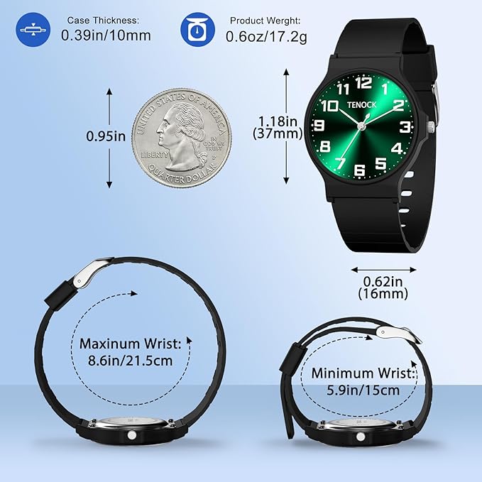 Kids Analog Watch Boys Girls, 30M Waterproof, Sports Watch for Boys, Easy to Read Children's Thin Dial Wrist Watches with Soft Band, for Ages 5-15 Kids Great Birthday Gifts Christmas Day-BubblyBeeBaby