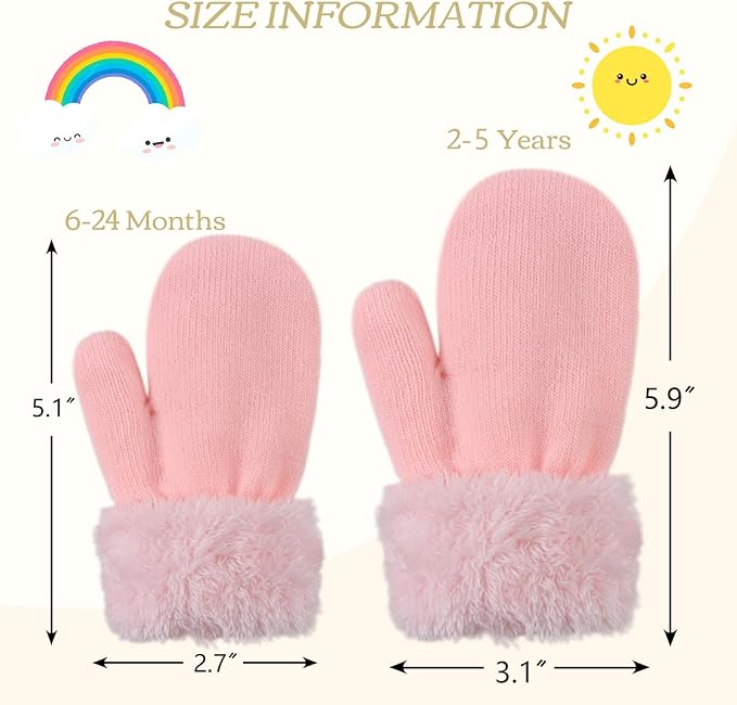 PESAAT Baby Girl Mittens Fleece Toddler Boy Mittens Warm Kids Winter Gloves Unisex Cold Weather Baby Gloves-BubblyBeeBaby