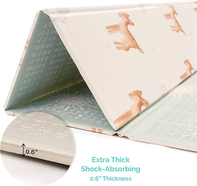 JumpOff Jo - Extra Large Waterproof Foam Padded Play Mat for Infants, Babies, Toddlers, Play Pens & Tummy Time, Foldable Activity Mat, 77 x 70 x 0.6 inches-BubblyBeeBaby