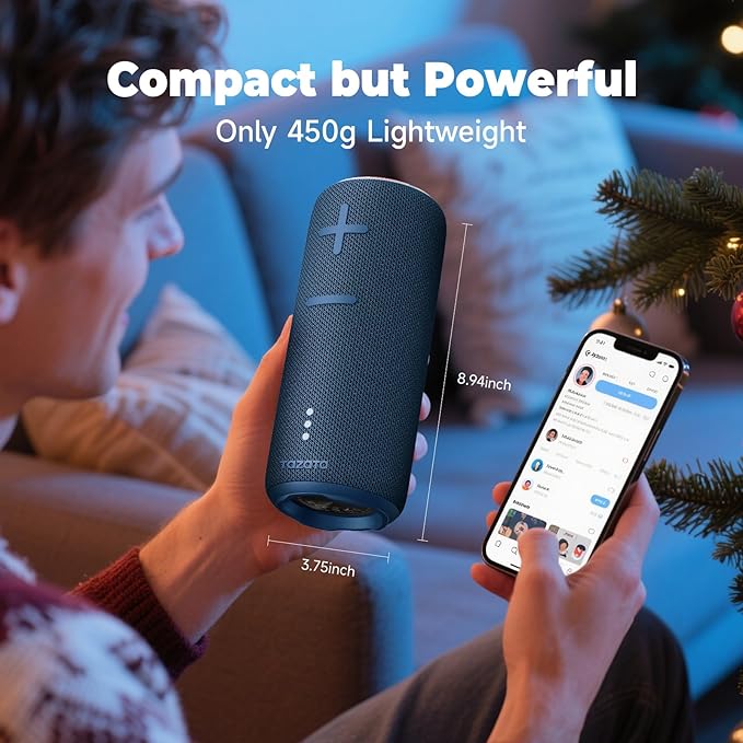 IPX7 Waterproof Bluetooth Speaker - 30W HD Sound, 8H Playtime, TWS Pairing, BT5.3, Portable for Pool/Beach/Shower, Blue Gift-BubblyBeeBaby