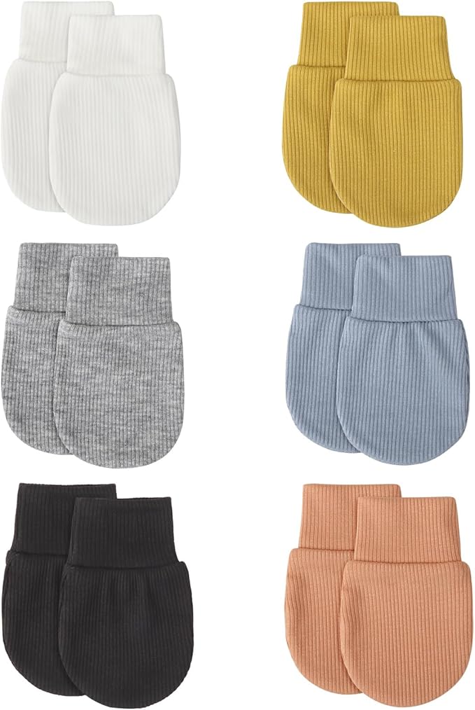 BQUBO 6 Pairs Newborn Baby Boys Girls Mittens 0-6 Months Unisex-Baby Infant Mittens Elastic No Scratch Wrist Gloves-BubblyBeeBaby
