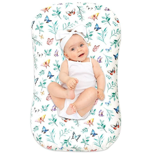 Hooyax Baby Lounger Cover for Boys and Girls, Newborn Lounger Slipcover Removable Infant Floor Seat Baby Nest Cover, Baby Padded Lounger Cover, Butterfly-BubblyBeeBaby