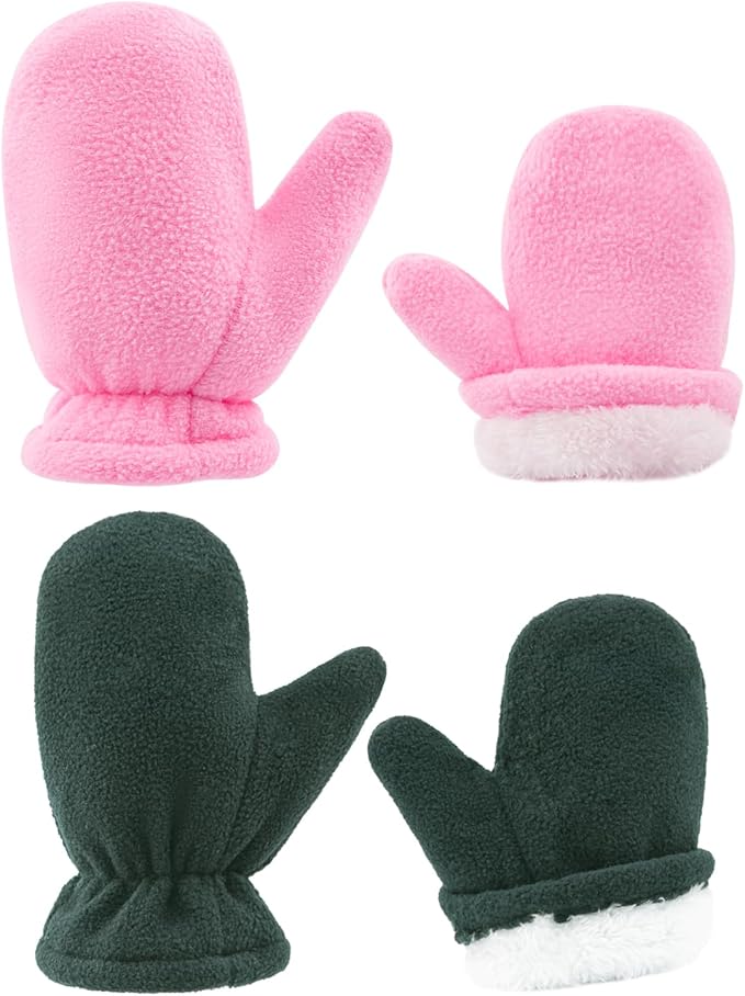 BAVST Baby Toddler Winter Mittens Girls Warm Fleece Lined Gloves Kids Sherpa Lined Mittens for Boys-BubblyBeeBaby