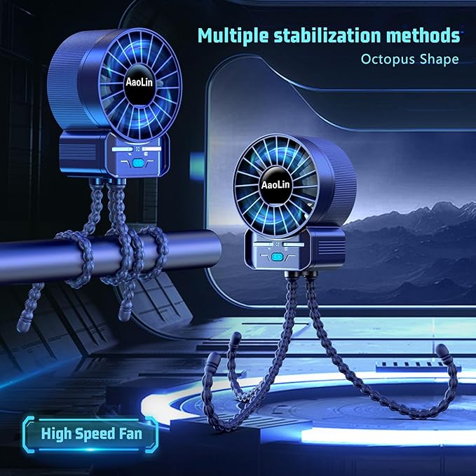 2 Pack Multifunctional Portable Stroller Fan 4 Speed 6600rpm High Speed Usb Rechargeable Personal Mini Handheld Fan Extended Tripod For Desktop Winding Kids Bed Treadmill Bike Golf Cart Outdoor Travel-BubblyBeeBaby