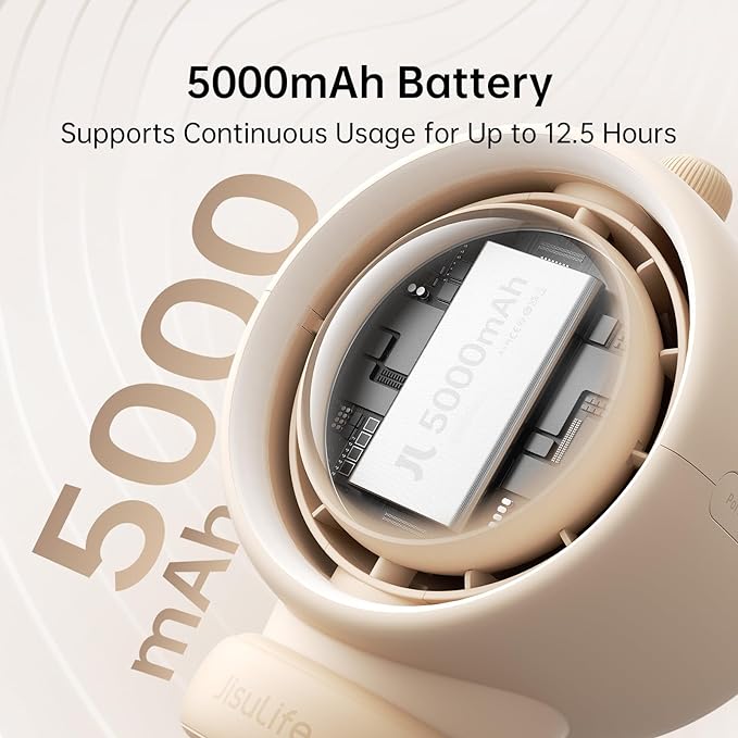 JISULIFE Stroller Fan Baby Large, Safe Bladeless for Crib, Desk, Portable Battery Rechargeable Cooling Fan with Air Turbo Tech, Night Light, Food-Grade Gift for Mom/Dad/Friend - Brown-BubblyBeeBaby