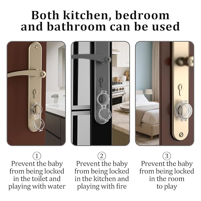 2 Pack Deadbolt Child Safety Lock Cover - Child Proof Deadbolt Cover & Door Knob Protector, Deadbolt Lock Cover for Kids, Prevents Accidental Locking (Fits Standard Locks) (Transparent)-BubblyBeeBaby