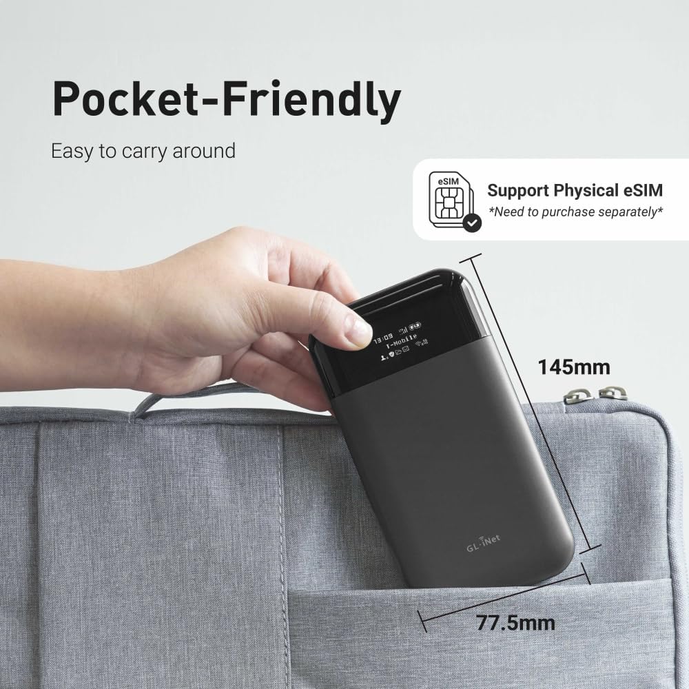 GL.iNet GL-E750V2 (MUDI) 4G LTE Portable Wi-Fi Hotspot for Travel | Mobile Hotspot Device, OpenWrt, OpenVPN, WireGuard, 7000mAh, Global Version