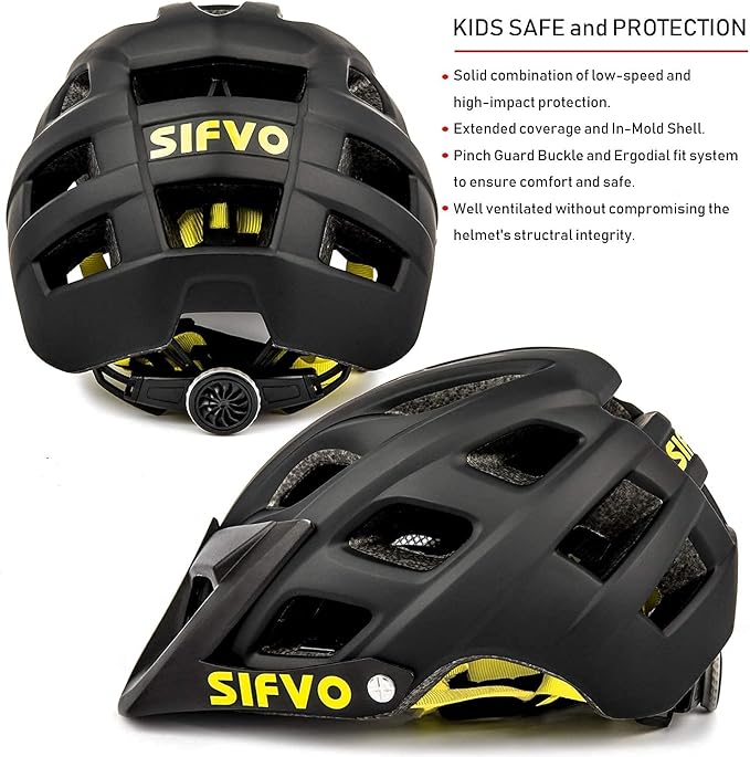 Kids Bike Helmet, SIFVO Kids Helmet 8+ Boys and Girls Bike Helmet with Cool Visor, Bike Helmets for Kids, Youth Bike Helmet Kids Mountain Bike Helmet Lightweight and Sturdy【55-58cm】-BubblyBeeBaby