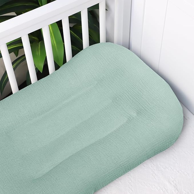 Hooyax Muslin Baby Lounger Cover, 100% Cotton Durable Newborn Lounger Cover, Soft and Breathable Infant Lounger Cover for Boys Girls, Covers Only (Blue-Green)-BubblyBeeBaby