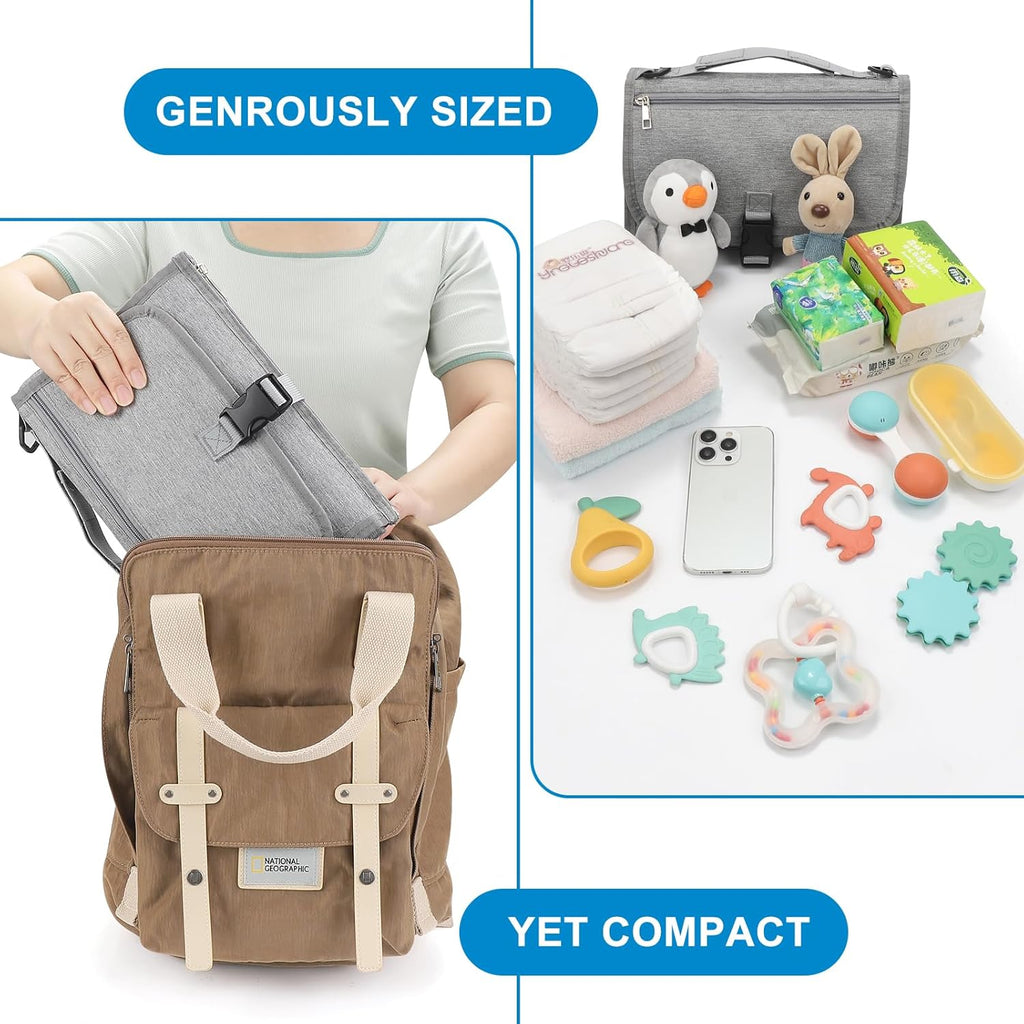 Accmor Portable Diaper Changing Pad, Waterproof Travel Baby Changing Mat, Newborn Essentials Baby Shower Gifts, Grey