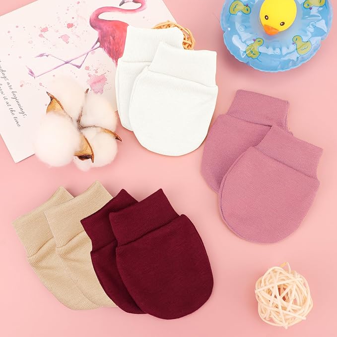 Newborn Baby Mittens No Scratch Cotton Elastic Wrist Gloves Infant Toddler Mittens for Baby Boy Girl 0-6 Months-BubblyBeeBaby