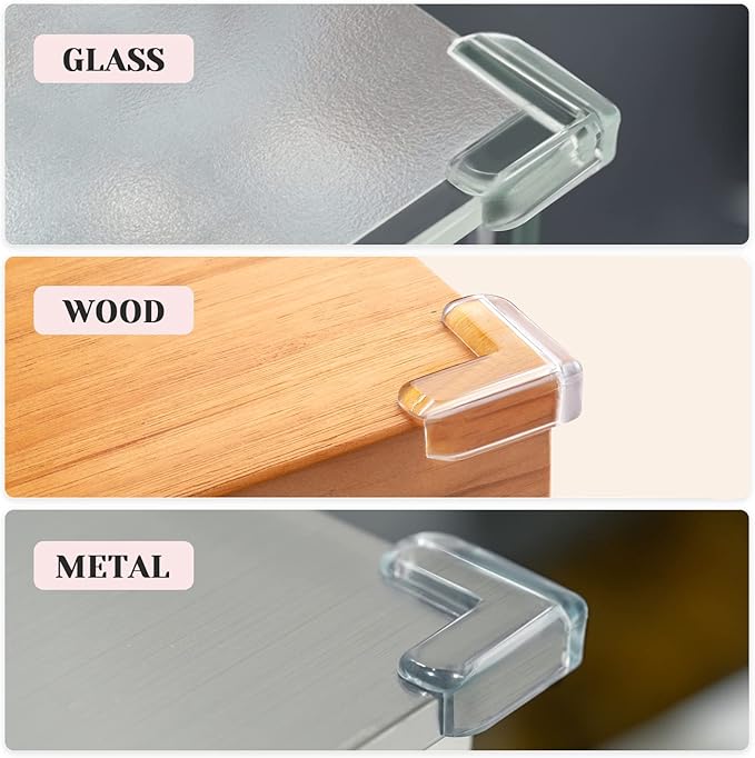 20 Pack Table Corners, Corner Guards, Clear Corner Protectors, Corner Protectors, Baby Proof Corner Guards Stop Child Head Injuries Tables, Furniture & Sharp Corners Baby Proofing (L-Shaped)-BubblyBeeBaby