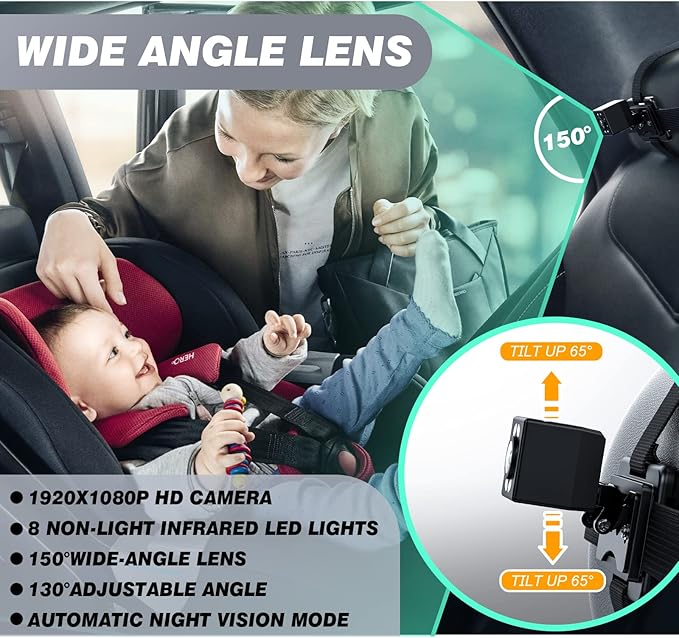 Baby Mirror for Car, ATOROBROS Baby Car Camera for Rear-Facing Seat with 4.3'' HD Display, Upgrade 360° Rearview Mirror Display Bracket, Easy and Safe to See Baby while Driving-BubblyBeeBaby