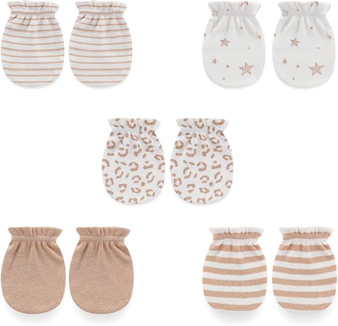 5 Pairs Baby Not Scratch Mittens 0-6 Months New Born Boy Girl Gloves Cute Infant Accessories-BubblyBeeBaby
