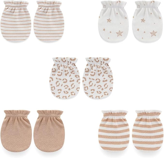 5 Pairs Baby Not Scratch Mittens 0-6 Months New Born Boy Girl Gloves Cute Infant Accessories-BubblyBeeBaby