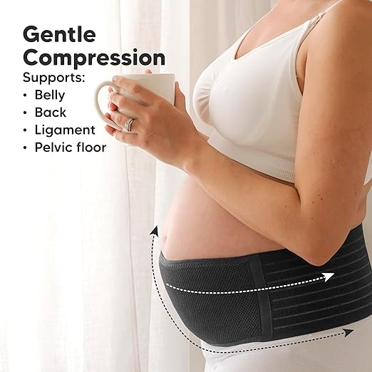 KeaBabies Maternity Belly Bands for Pregnant Women - Soft & Breathable Pregnancy Belly Support Band, Adjustable Maternity Belt for Back, Pelvic Support, Comfortable, Easy to Use (Midnight Black, 2XL)-BubblyBeeBaby