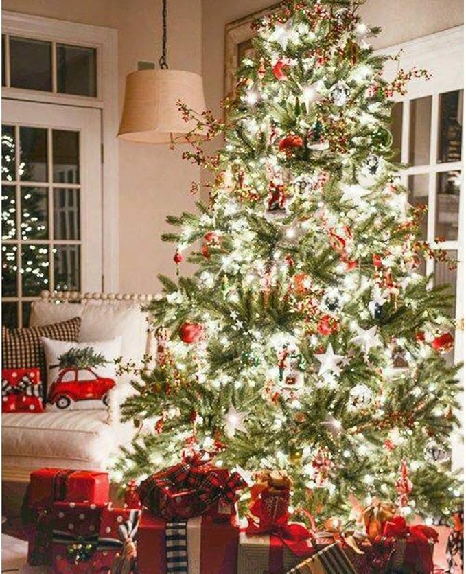 HOME LIGHTING 66ft Christmas Decorative Mini Lights, 200 LED Green Wire Fairy Starry String Lights Plug in, 8 Lighting Modes, for Indoor Outdoor Xmas Tree Wedding Party Decoration (White)-BubblyBeeBaby