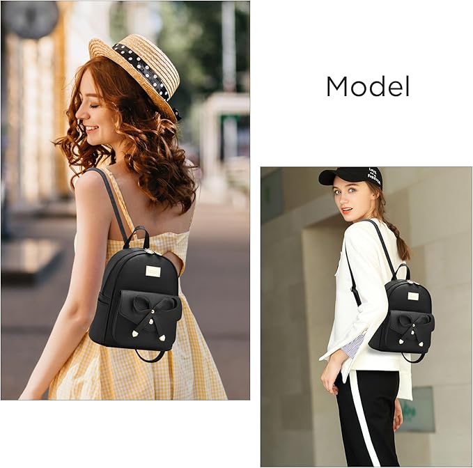 I IHAYNER Girls Bowknot Cute Leather Backpack Mini Backpack Purse for Women-BubblyBeeBaby