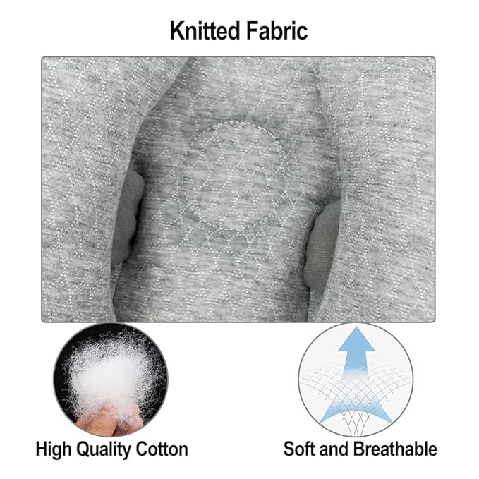 2 in 1 Baby Support Pillow, Adjustable Banana Shape Baby Neck Head Travel Pillow Stroller Insert Cushion for Kids, Toddler, Gray-BubblyBeeBaby